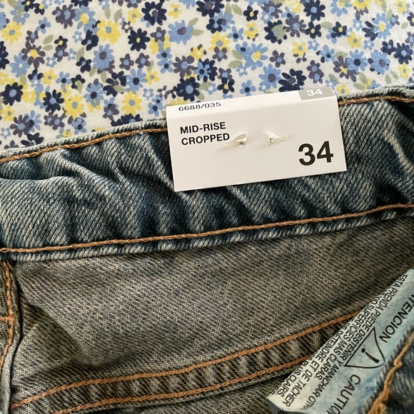 NWT Zara side stripe blue denim mid rise cropped jeans 26 sz 2 Zara sz 34 - Picture 9 of 9